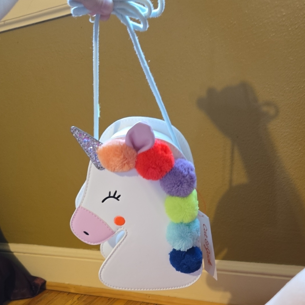 Cat & Jack Unicorn Bag with Colorful Pom-Poms
